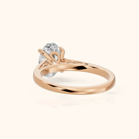 Iris Vintage Oval Diamond Engagement Ring in Rose Gold
