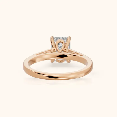 Iris Vintage Emerald Diamond Engagement Ring in Rose Gold