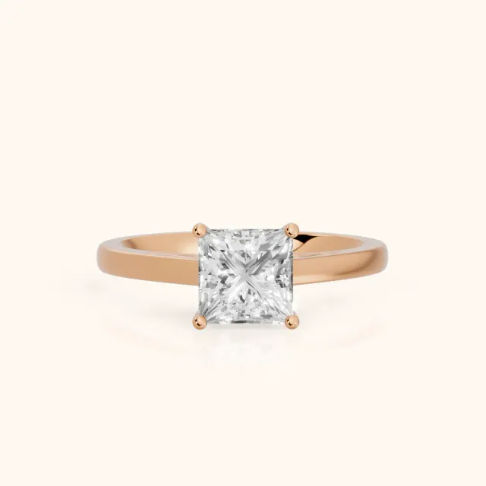 Iris Vintage Princess Diamond Engagement Ring in Rose Gold
