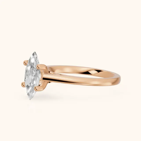 Iris Vintage Marquise Diamond Engagement Ring in Rose Gold