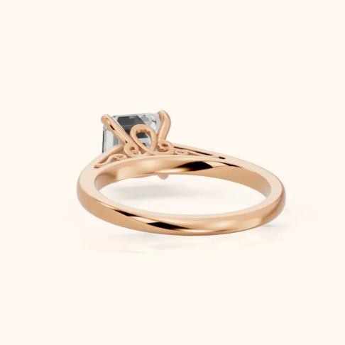Iris Vintage Asscher Diamond Engagement Ring in Rose Gold