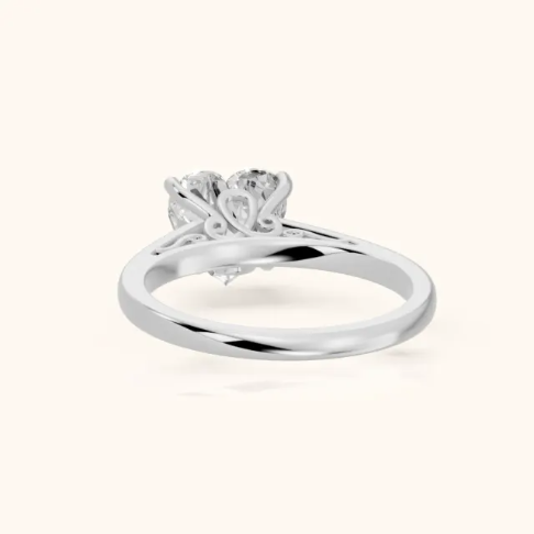 Iris Vintage Heart Diamond Engagement Ring in Platinum