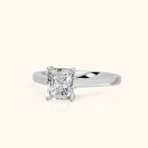 Iris Vintage Radiant Diamond Engagement Ring in Silver