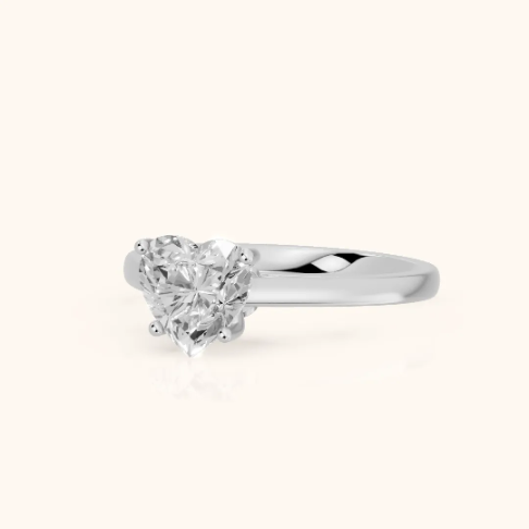 Iris Vintage Heart Diamond Engagement Ring in Silver