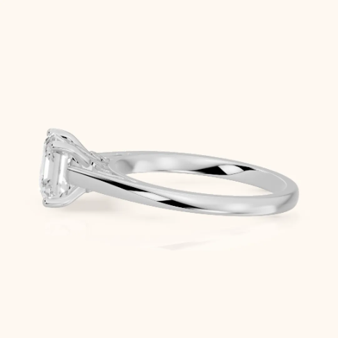 Iris Vintage Asscher Diamond Engagement Ring in Silver