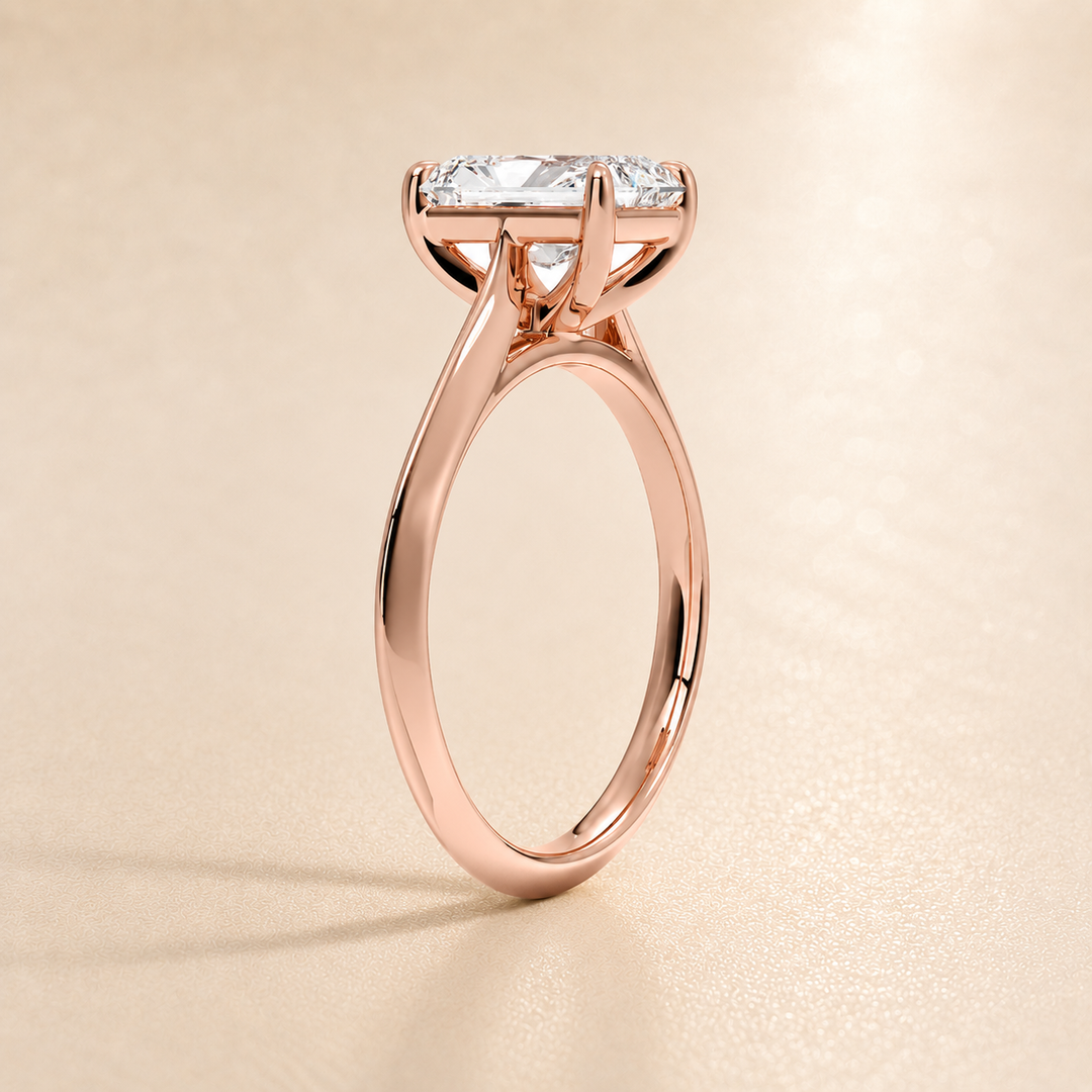 Knife Edge Solitaire Ring in Rose Gold