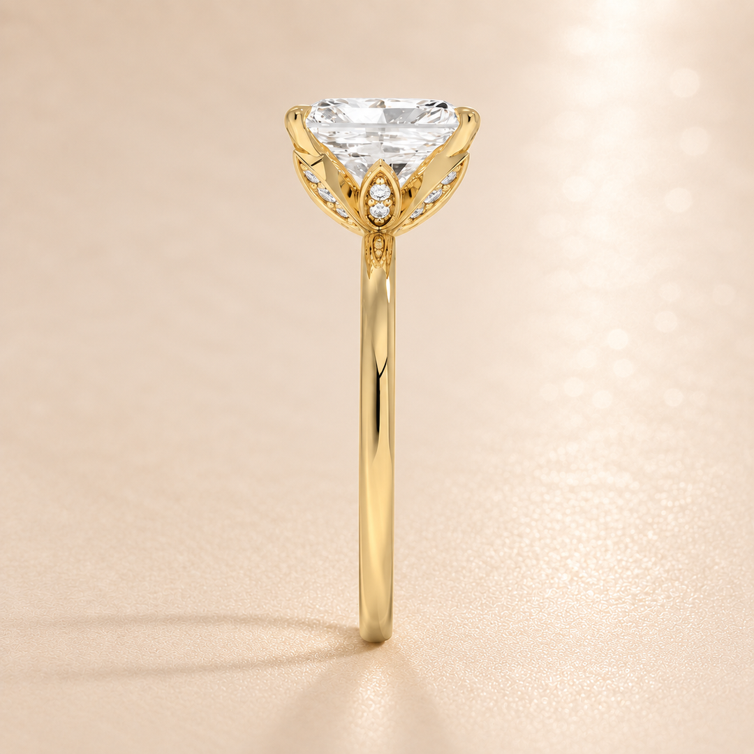 Hidden Petal Solitaire Ring in Yellow Gold