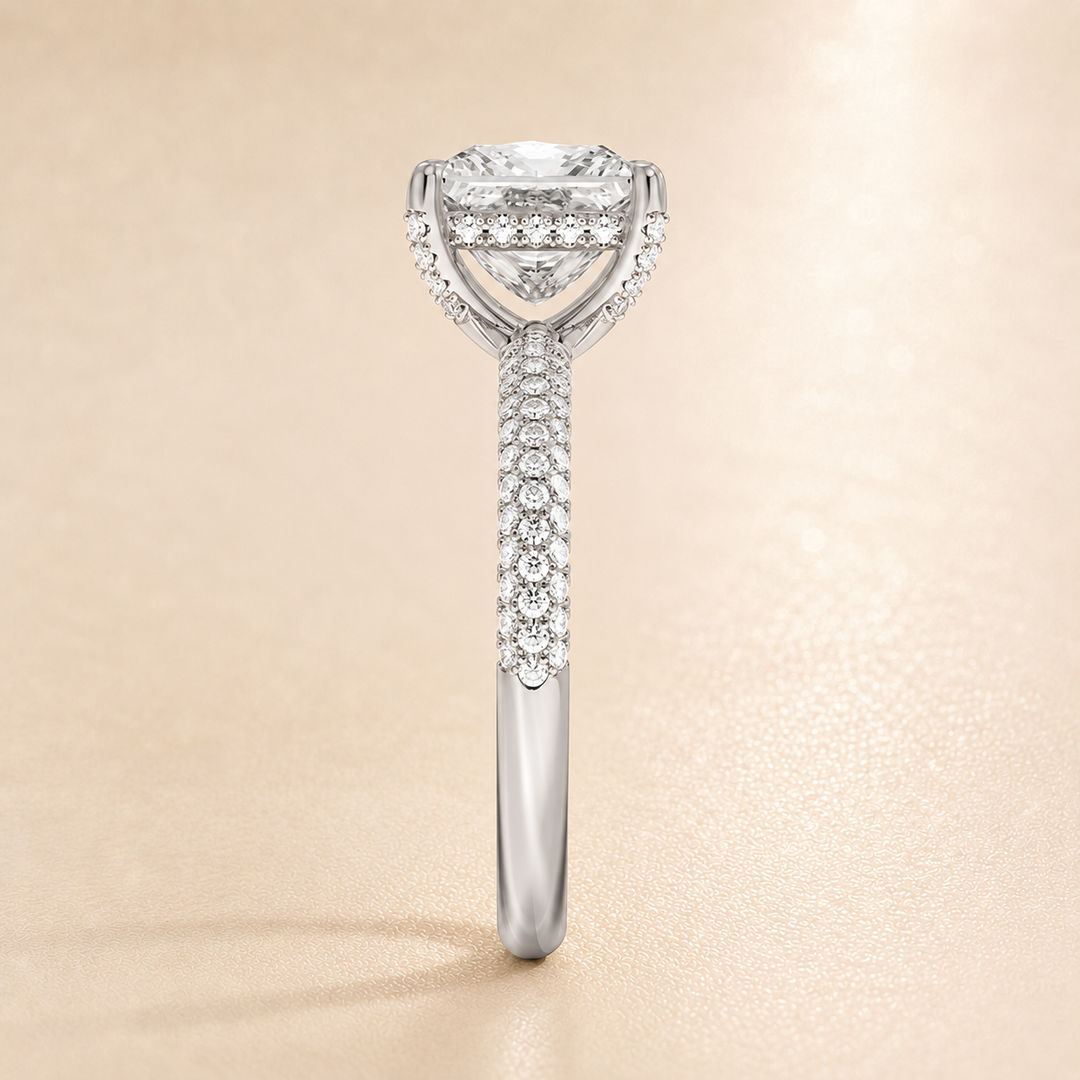 Micro Pave band Solitaire Ring in Silver