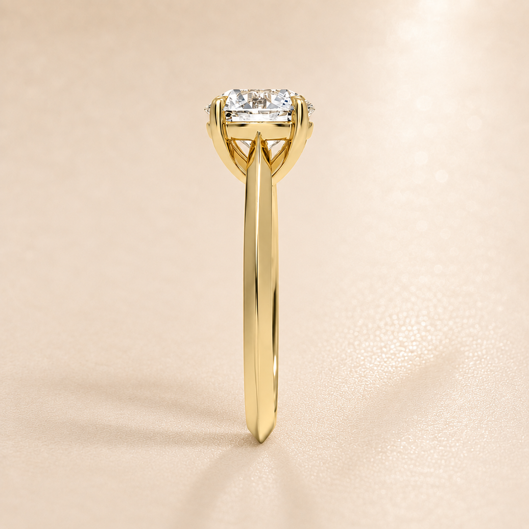 Knife Edge Solitaire Ring in Yellow Gold
