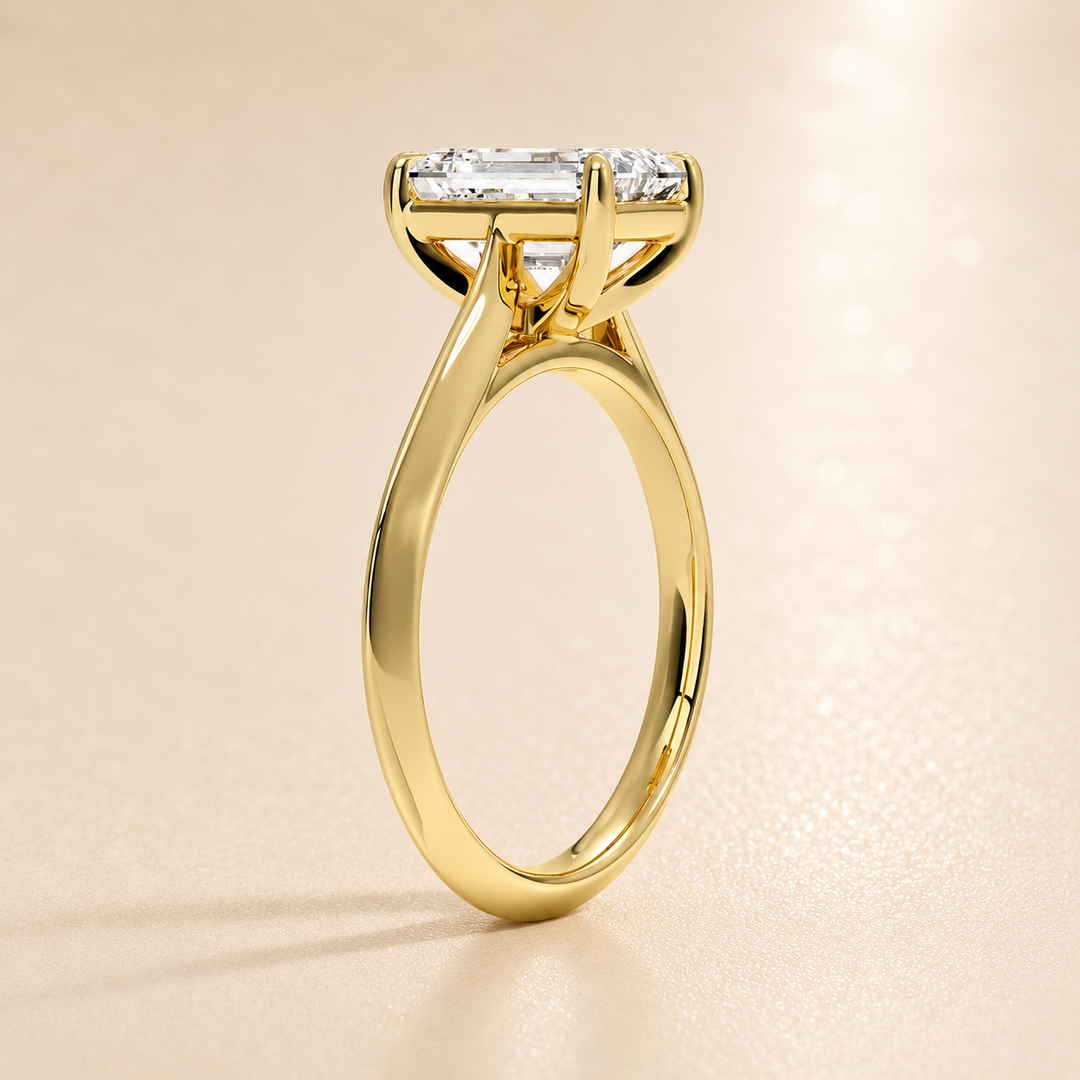 Knife Edge Solitaire Ring in Yellow Gold