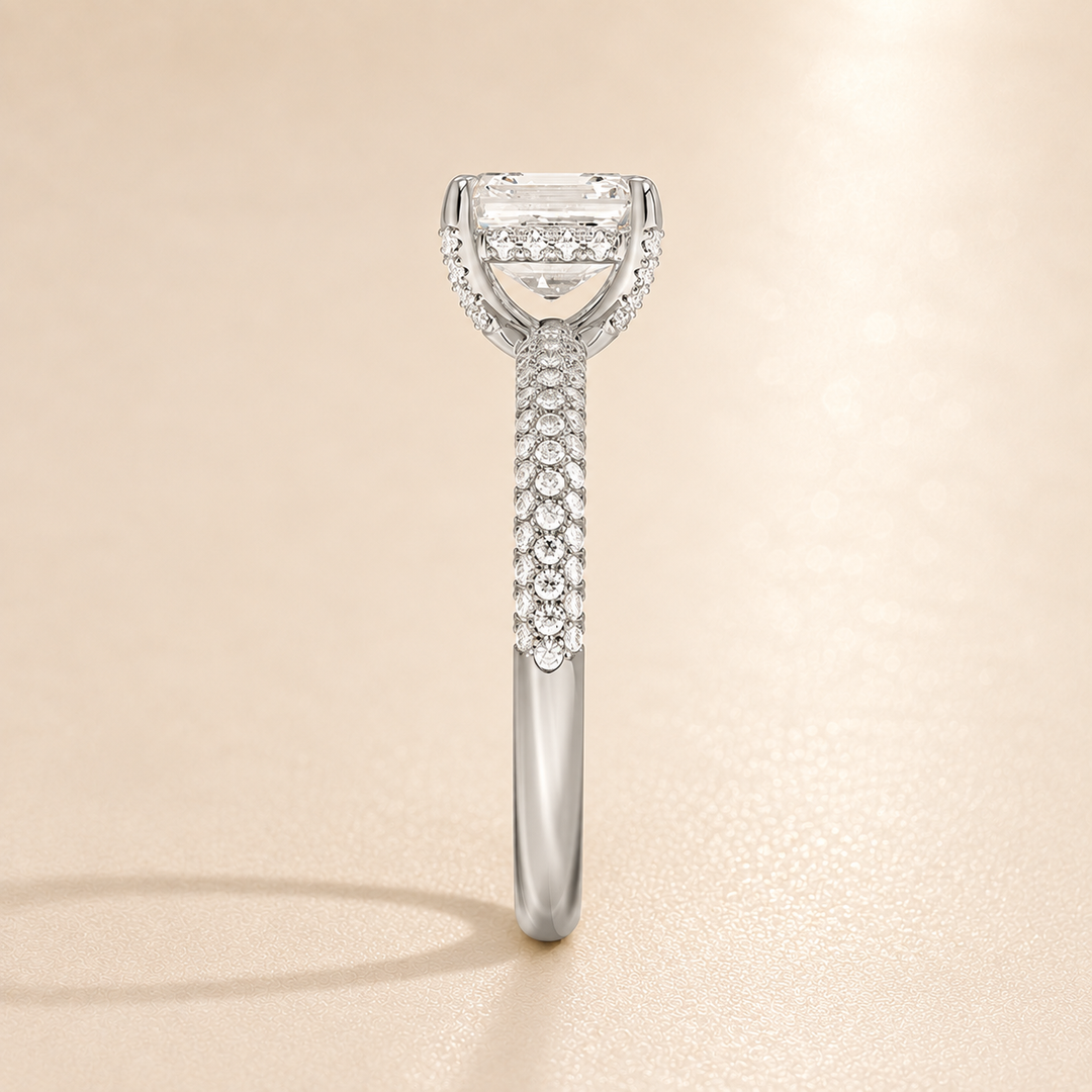 Micro Pave band Solitaire Ring in Silver