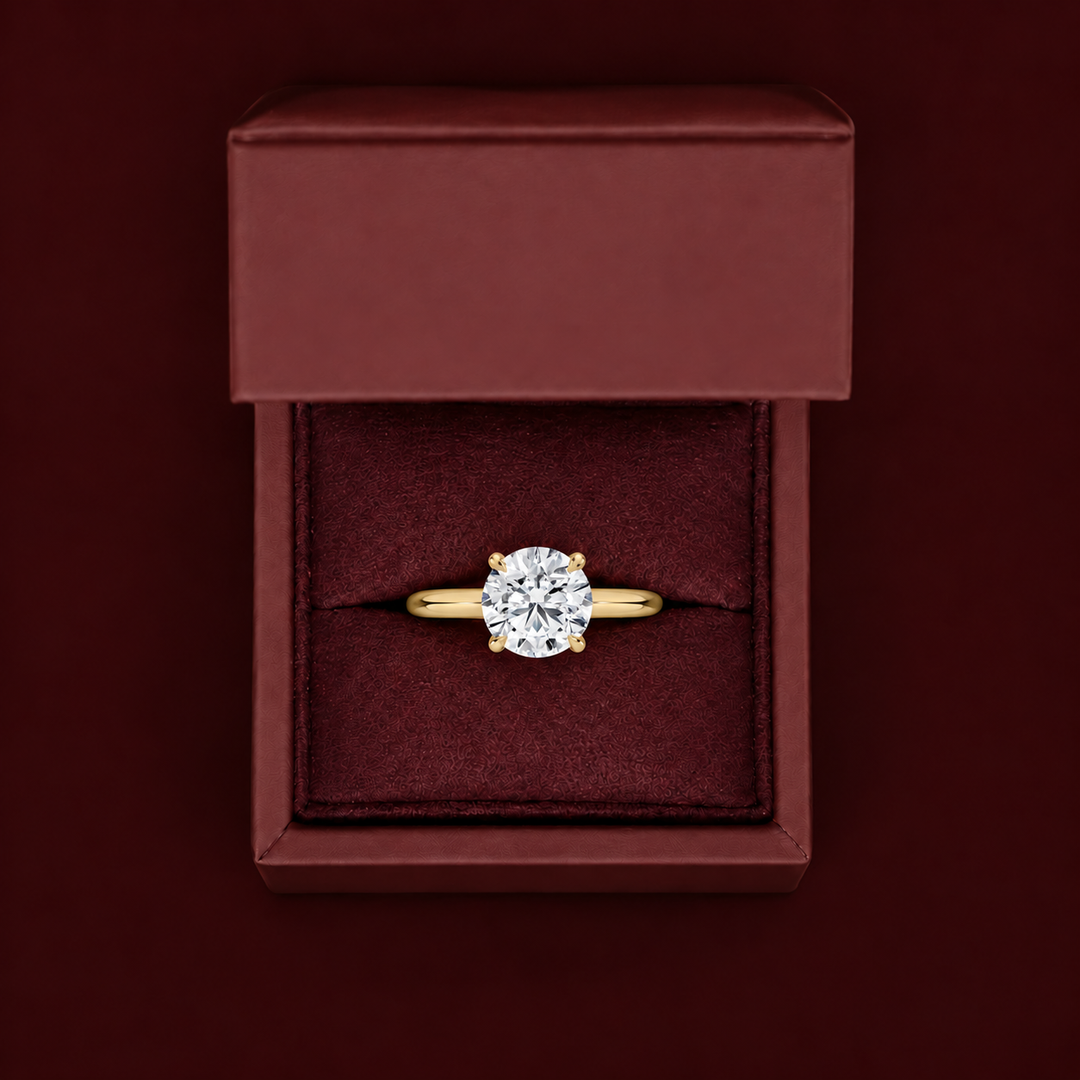 Hidden Petal Solitaire Ring in Yellow Gold