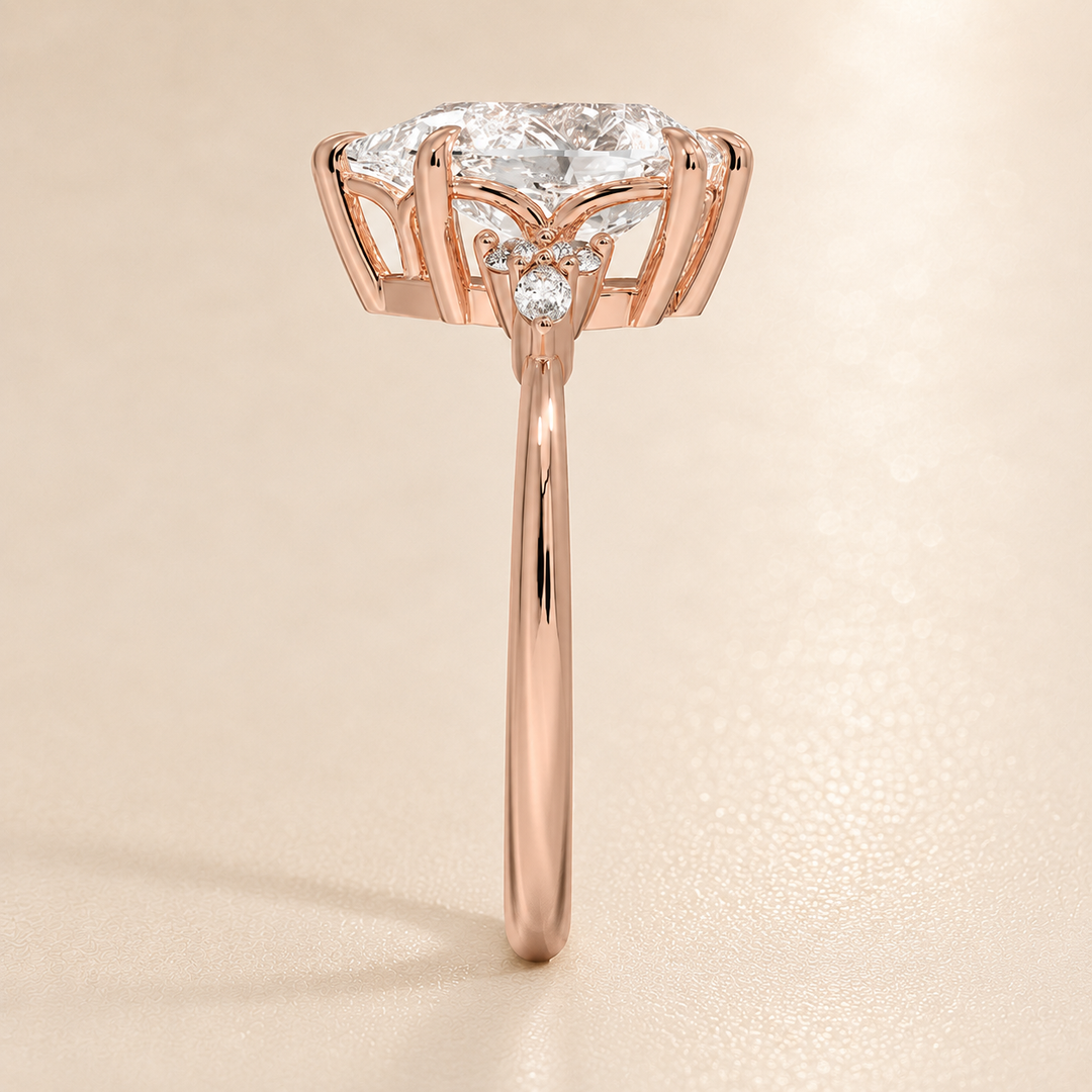 Accents Triology Engagement Ring in Rose Gold