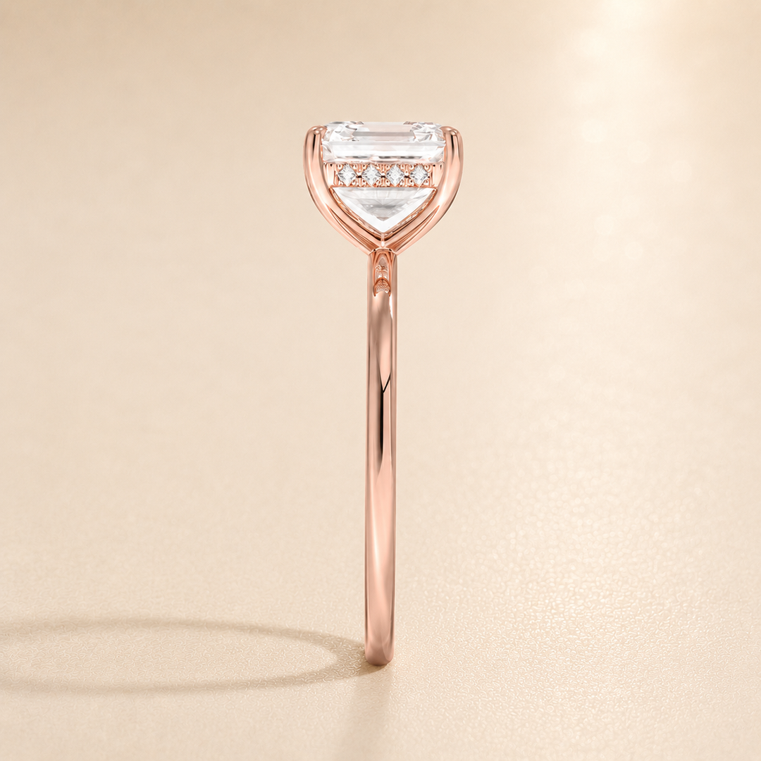 Hidden Halo Solitaire Diamond Ring in Rose Gold