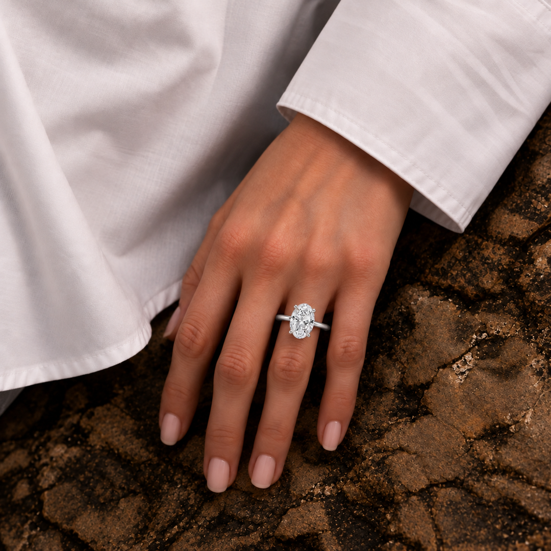 Hidden Petal Solitaire Ring in Silver