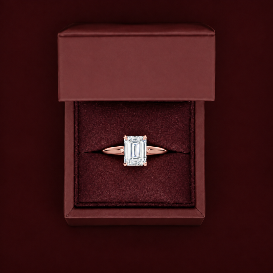 Knife Edge Solitaire Ring in Rose Gold