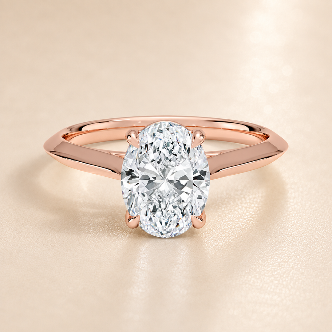 Knife Edge Solitaire Ring in Rose Gold