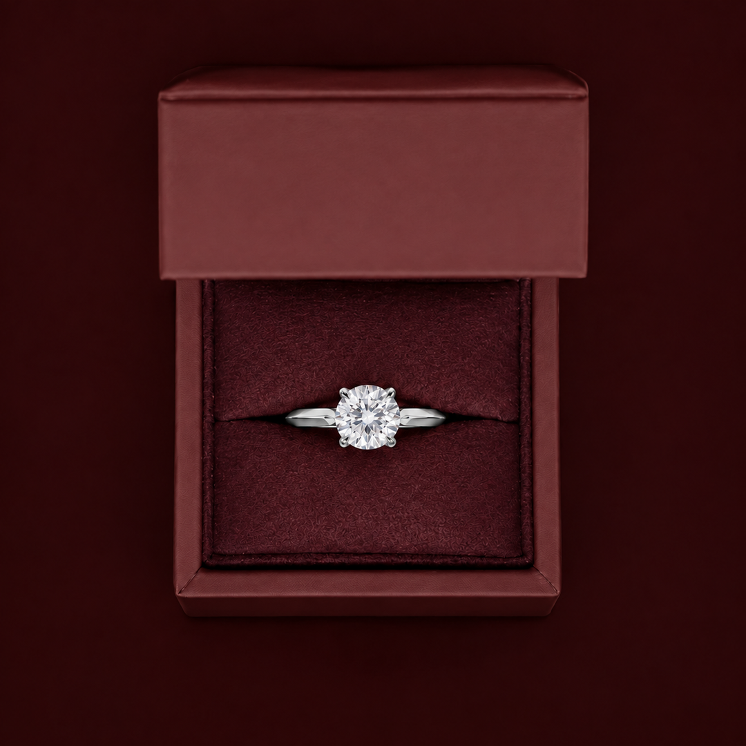 Knife Edge Solitaire Ring in White Gold
