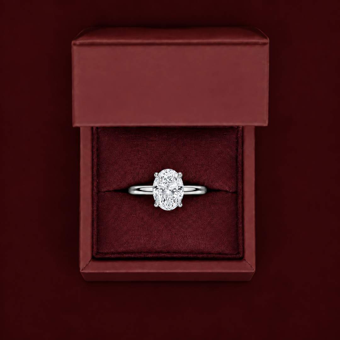 Hidden Petal Solitaire Ring in Silver