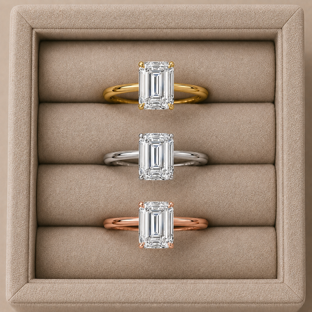 Hidden Halo Solitaire Diamond Ring in White Gold