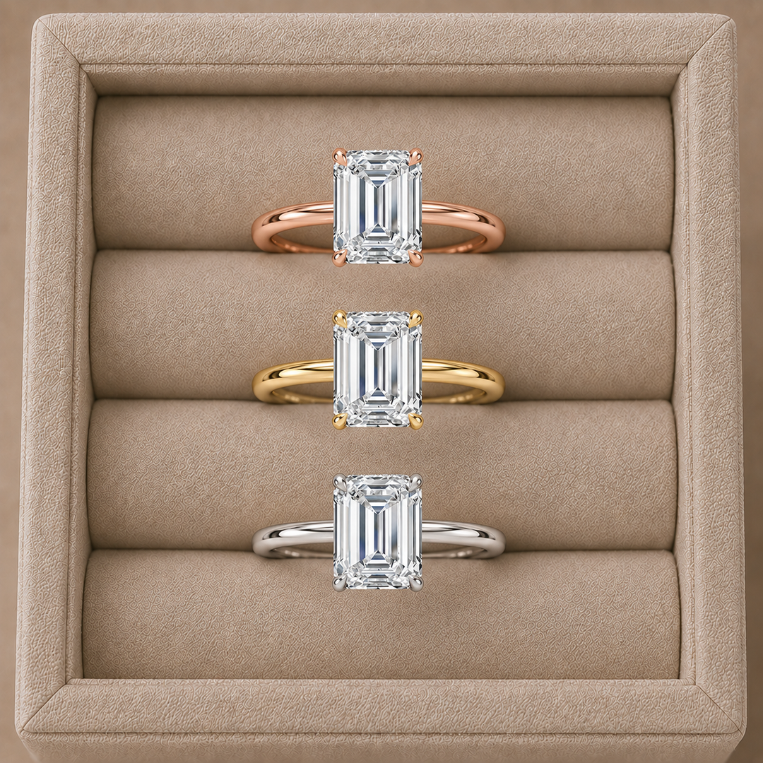 Hidden Halo Solitaire Diamond Ring in White Gold