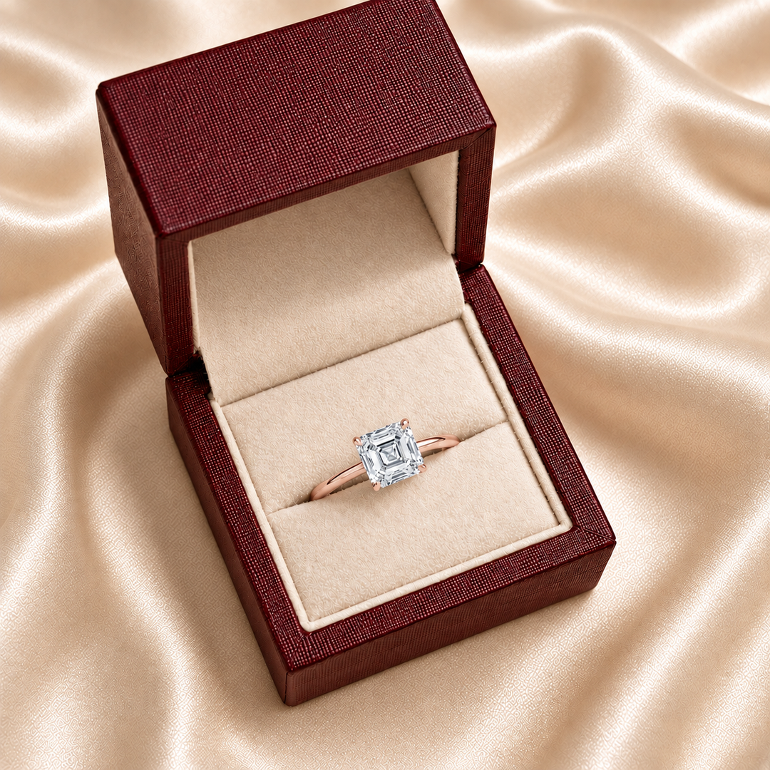 Hidden Halo Solitaire Diamond Ring in Rose Gold