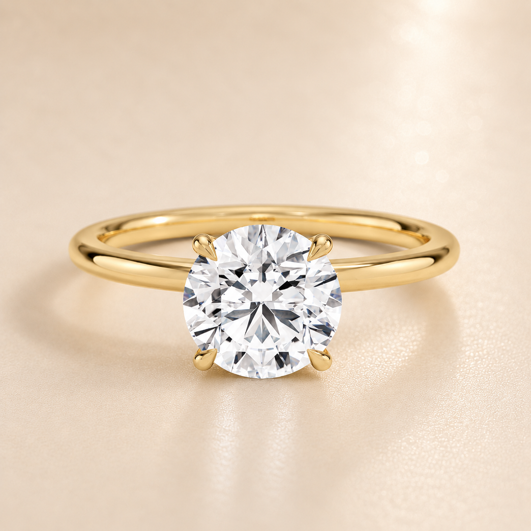 Hidden Petal Solitaire Ring in Yellow Gold