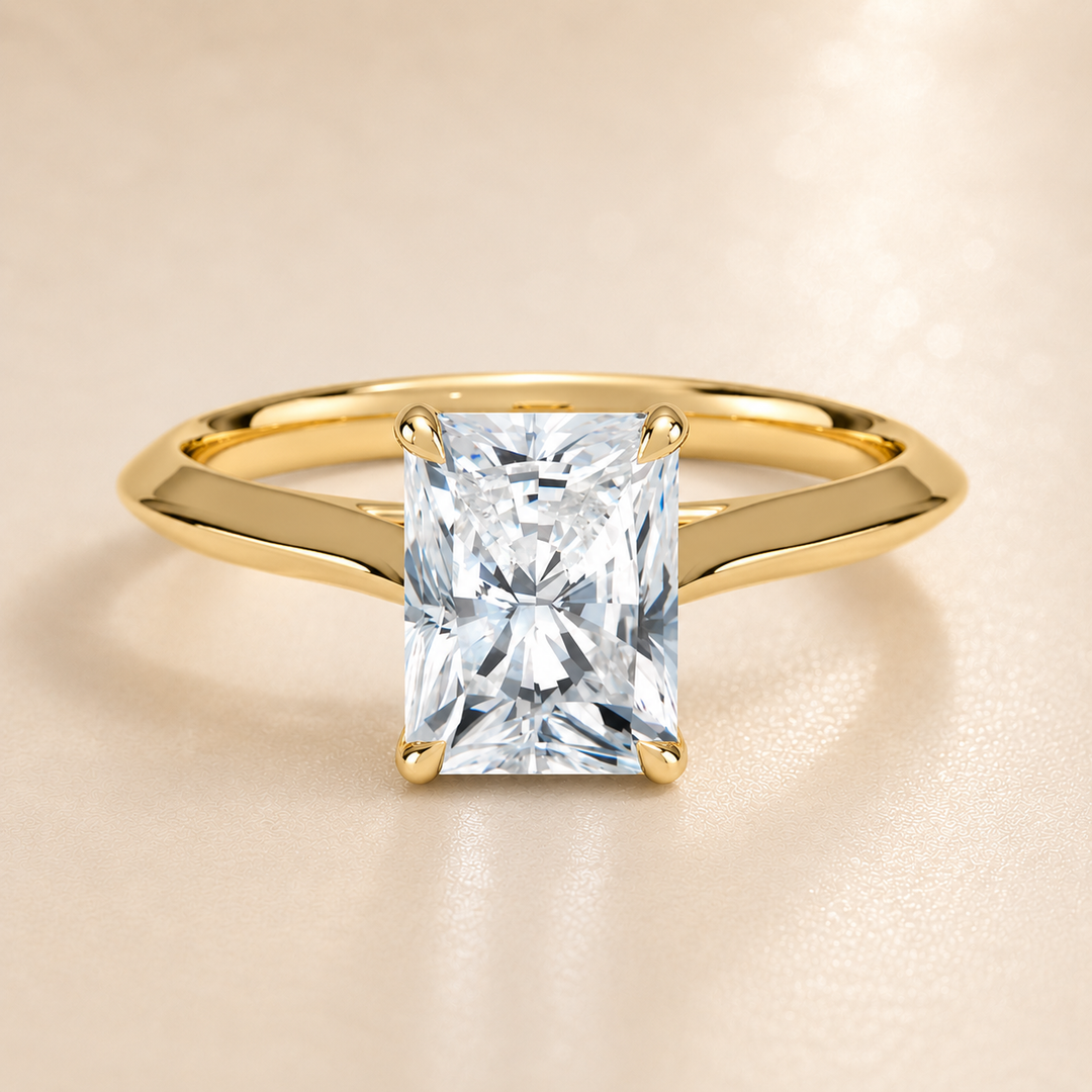 Knife Edge Solitaire Ring in Yellow Gold