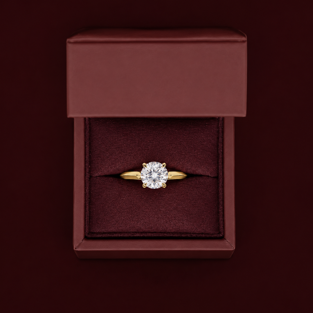 Knife Edge Solitaire Ring in Yellow Gold