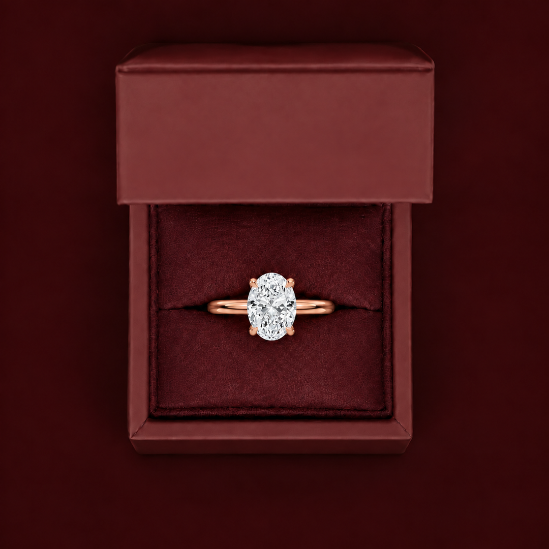 Hidden Petal Solitaire Ring in Rose Gold