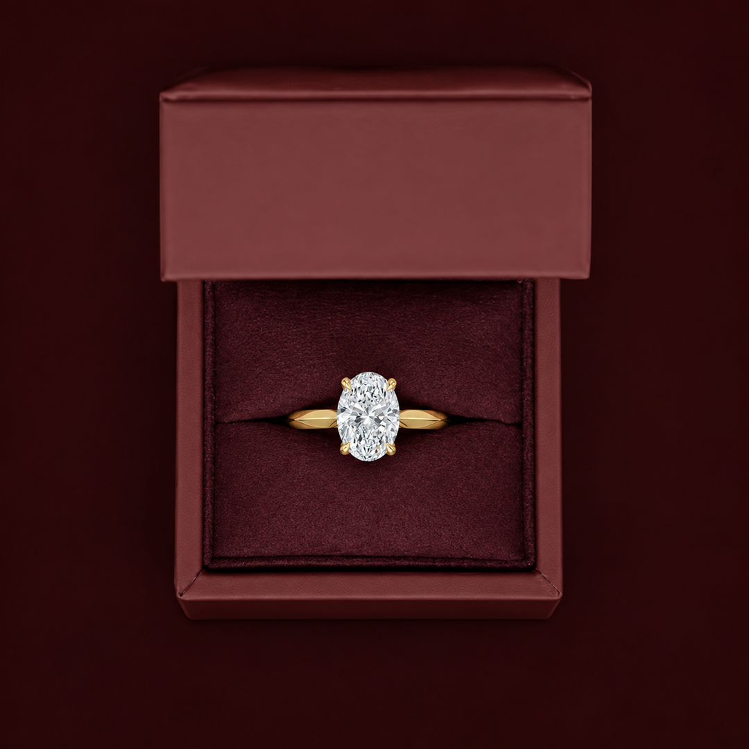 Knife Edge Solitaire Ring in Yellow Gold