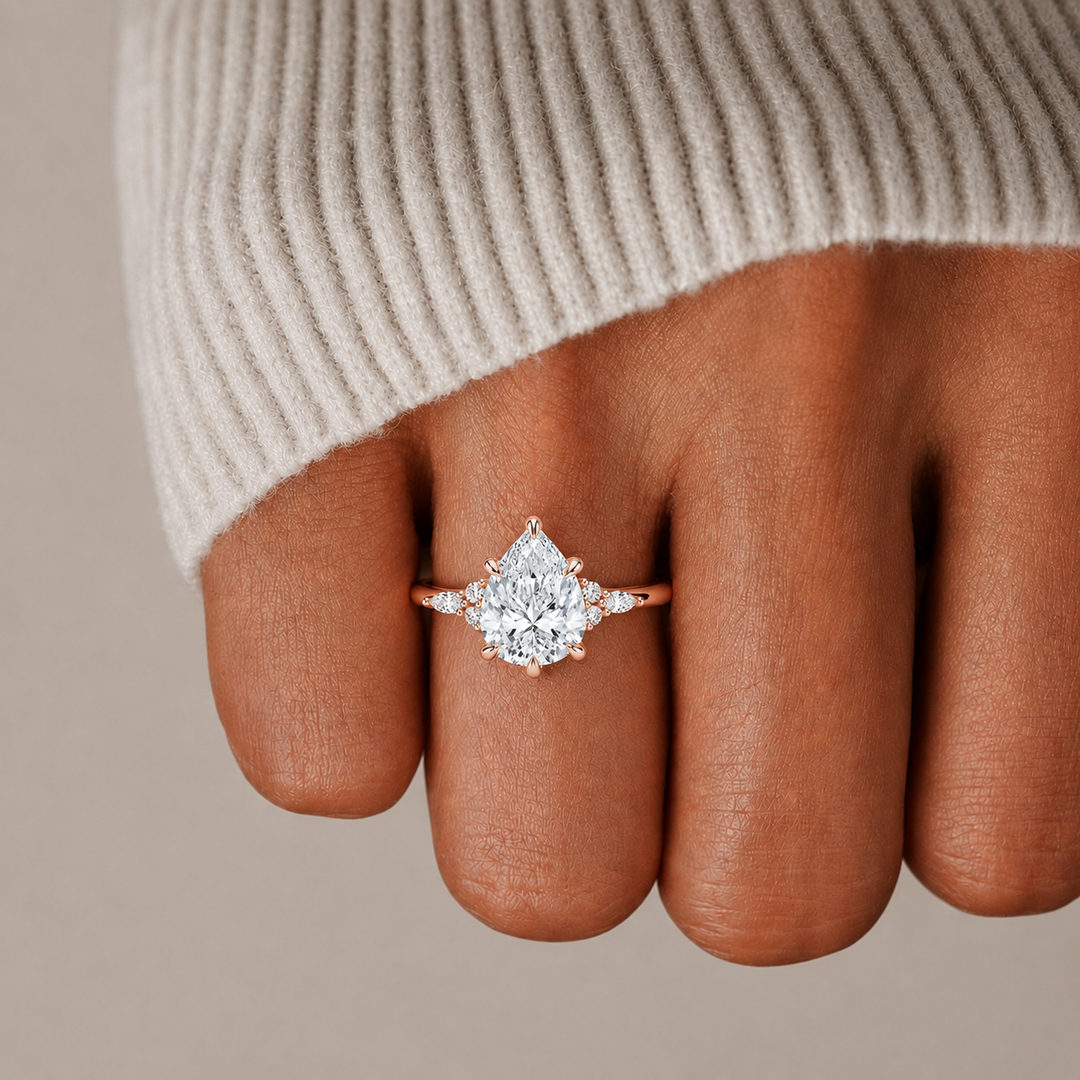Accents Triology Engagement Ring in Rose Gold