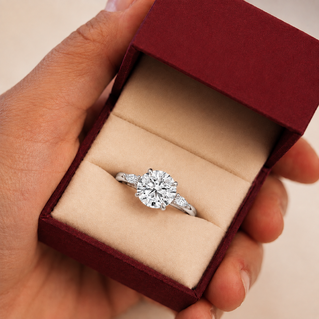 Accents Triology Engagement Ring in White Gold