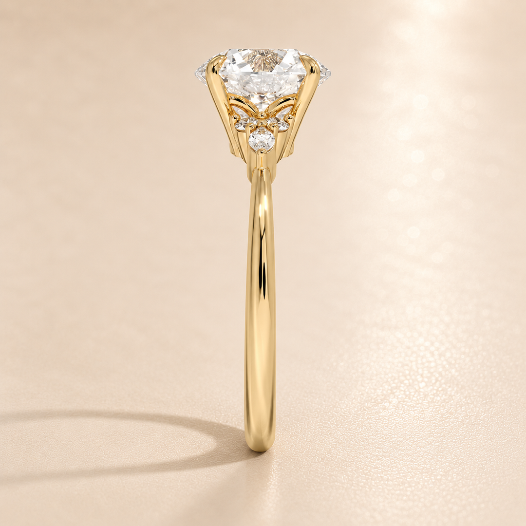 Accents Triology Engagement Ring in Yellow Gold