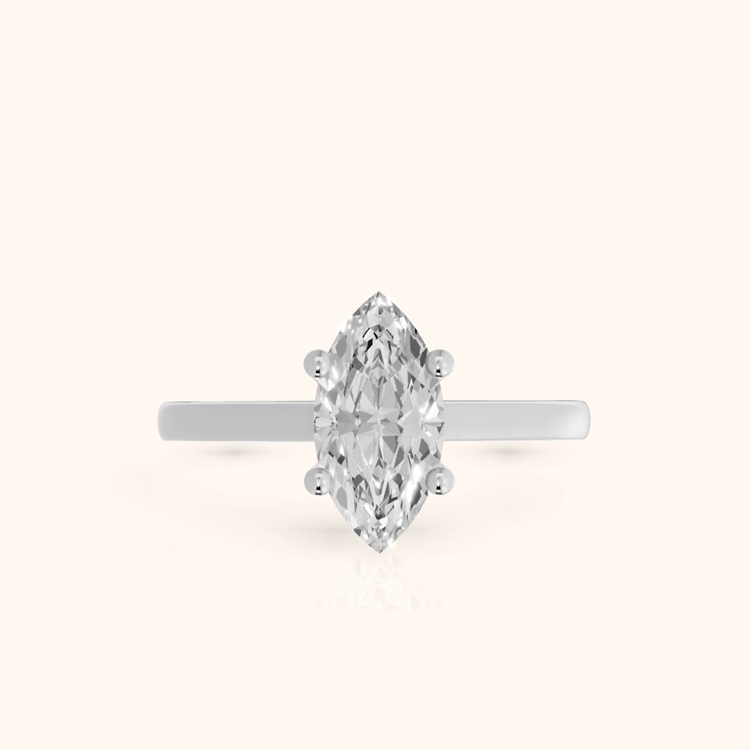 Iris Vintage Marquise Diamond Engagement Ring in Silver