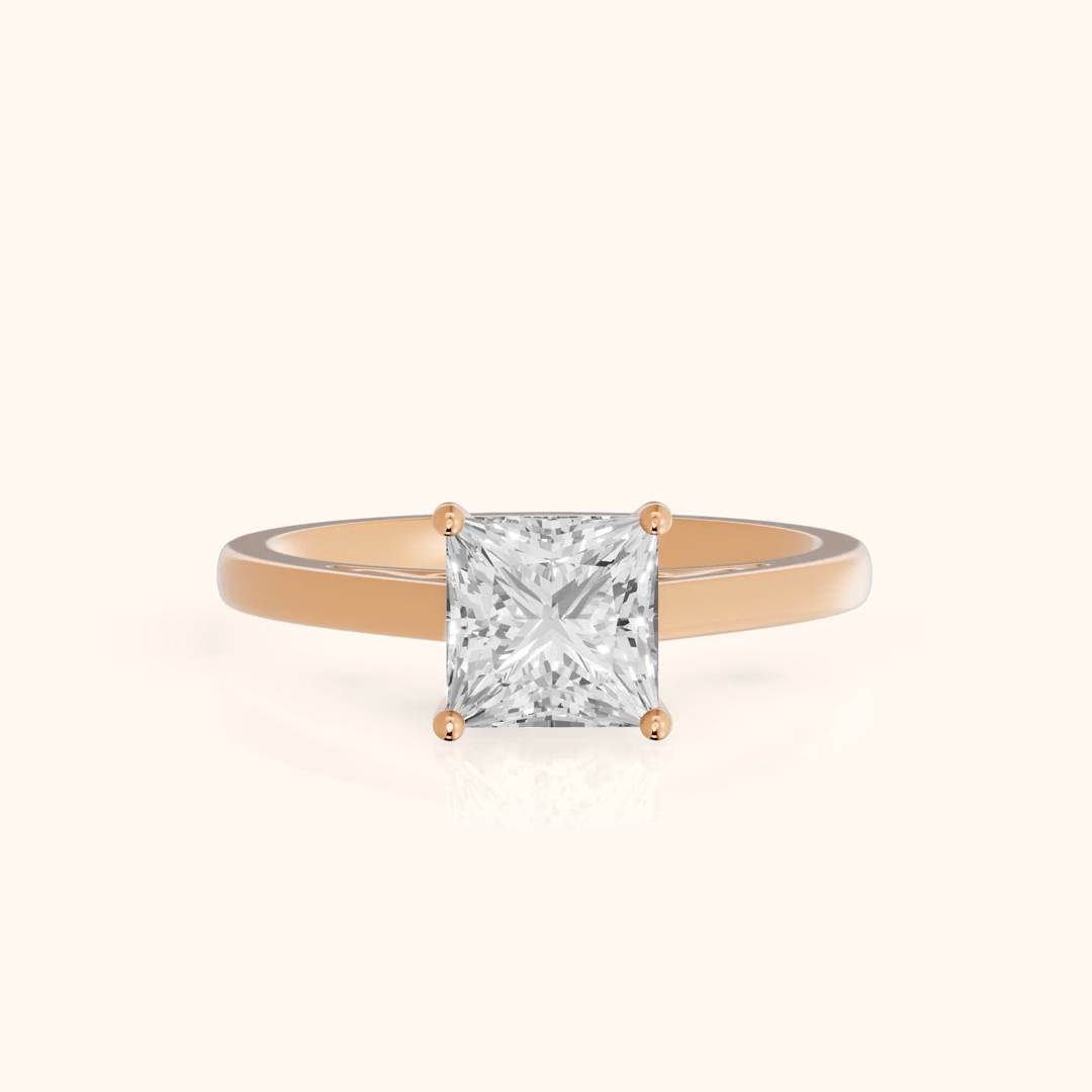 Iris Vintage Princess Diamond Engagement Ring in Rose Gold