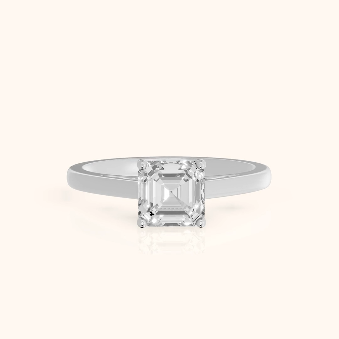Iris Vintage Asscher Diamond Engagement Ring in Silver