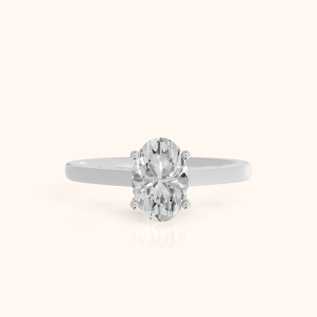 Iris Vintage Oval Diamond Engagement Ring in White Gold