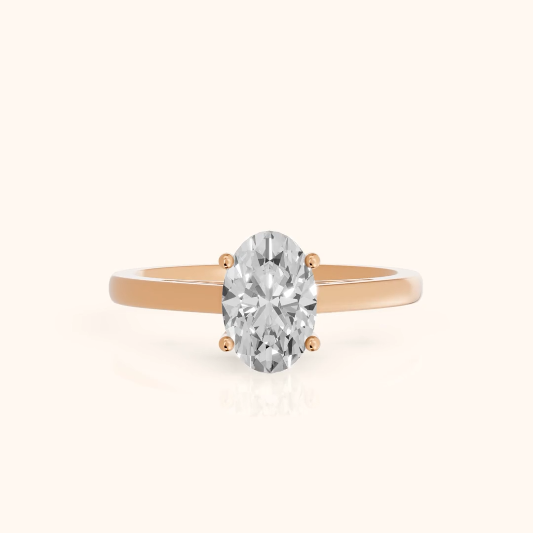 Iris Vintage Oval Diamond Engagement Ring in Rose Gold