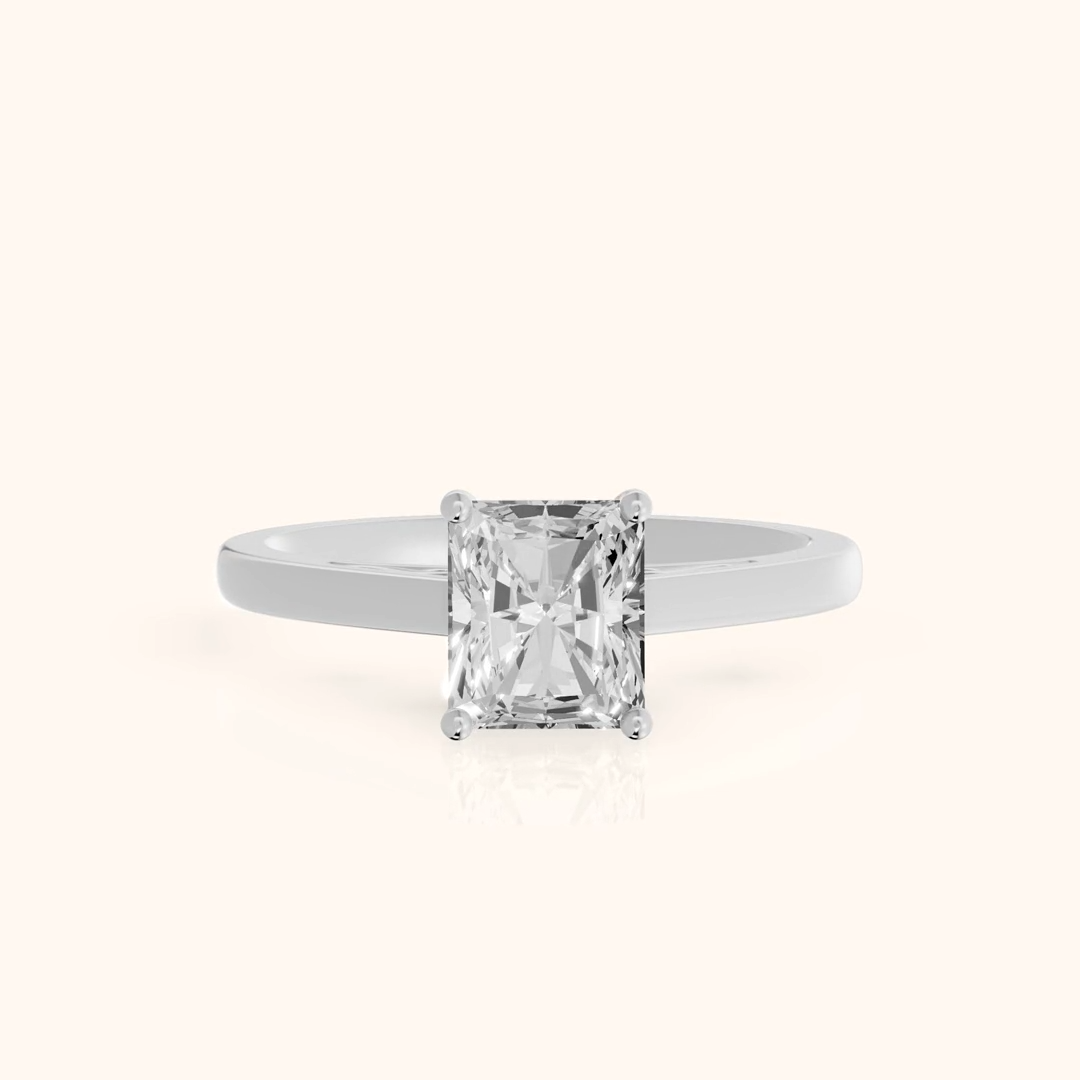 Iris Vintage Radiant Diamond Engagement Ring in Silver
