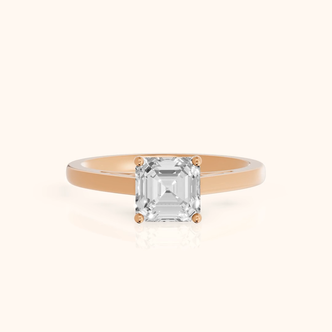 Iris Vintage Asscher Diamond Engagement Ring in Rose Gold