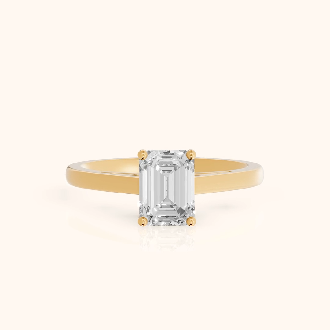 Iris Vintage Emerald Diamond Engagement Ring in Yellow Gold