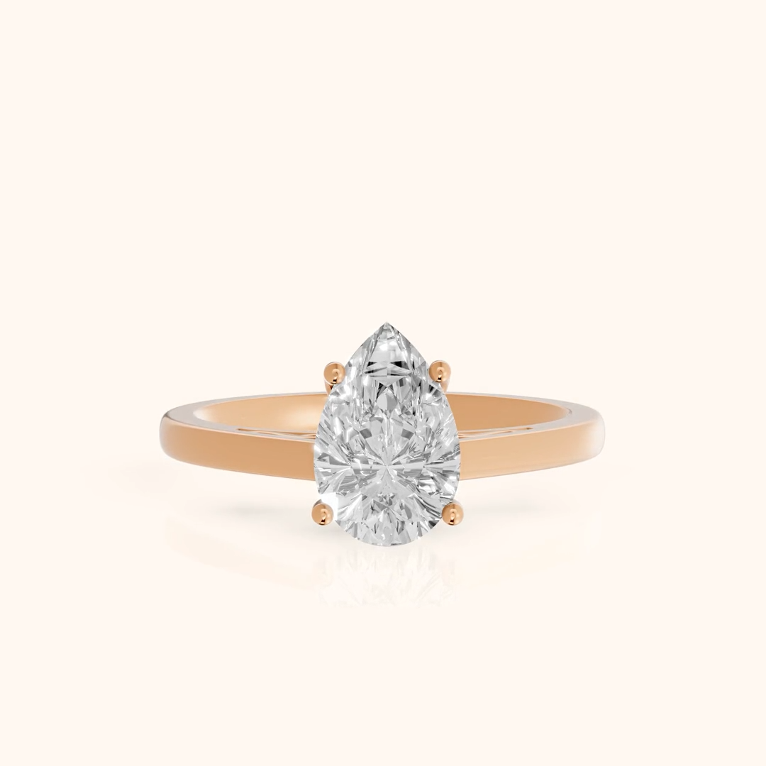 Iris Vintage Pear Diamond Engagement Ring in Rose Gold