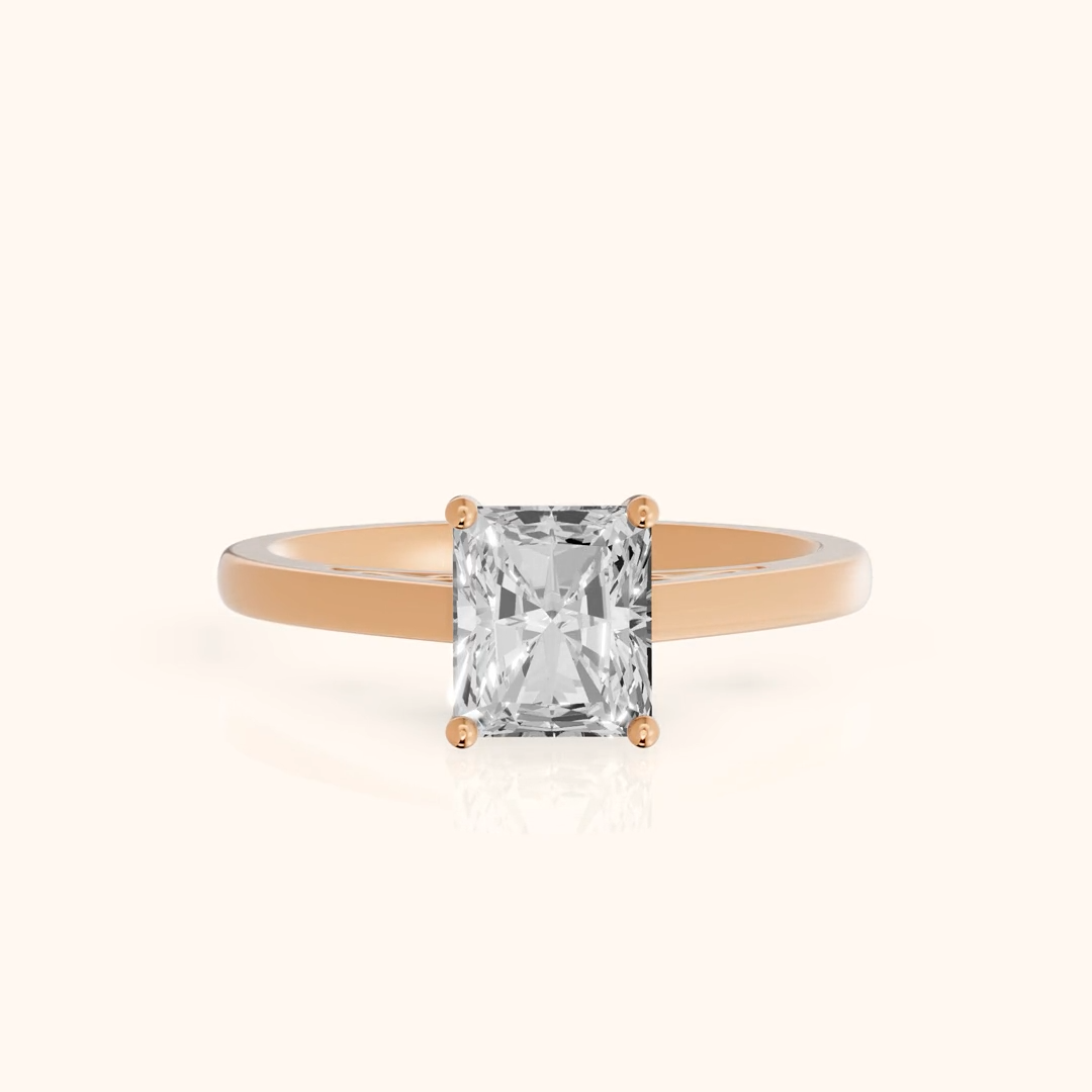 Iris Vintage Radiant Diamond Engagement Ring in Rose Gold