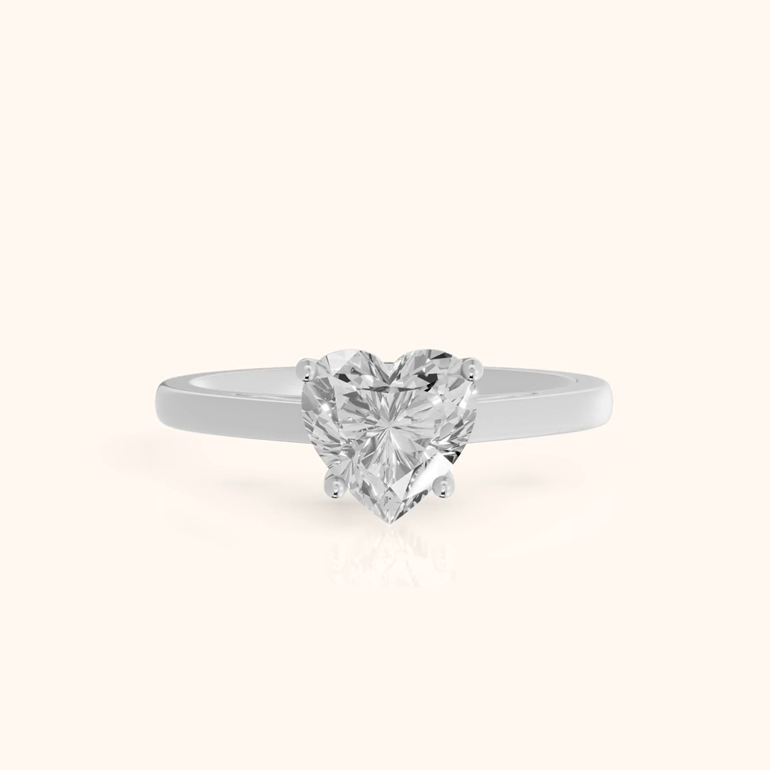 Iris Vintage Heart Diamond Engagement Ring in Silver