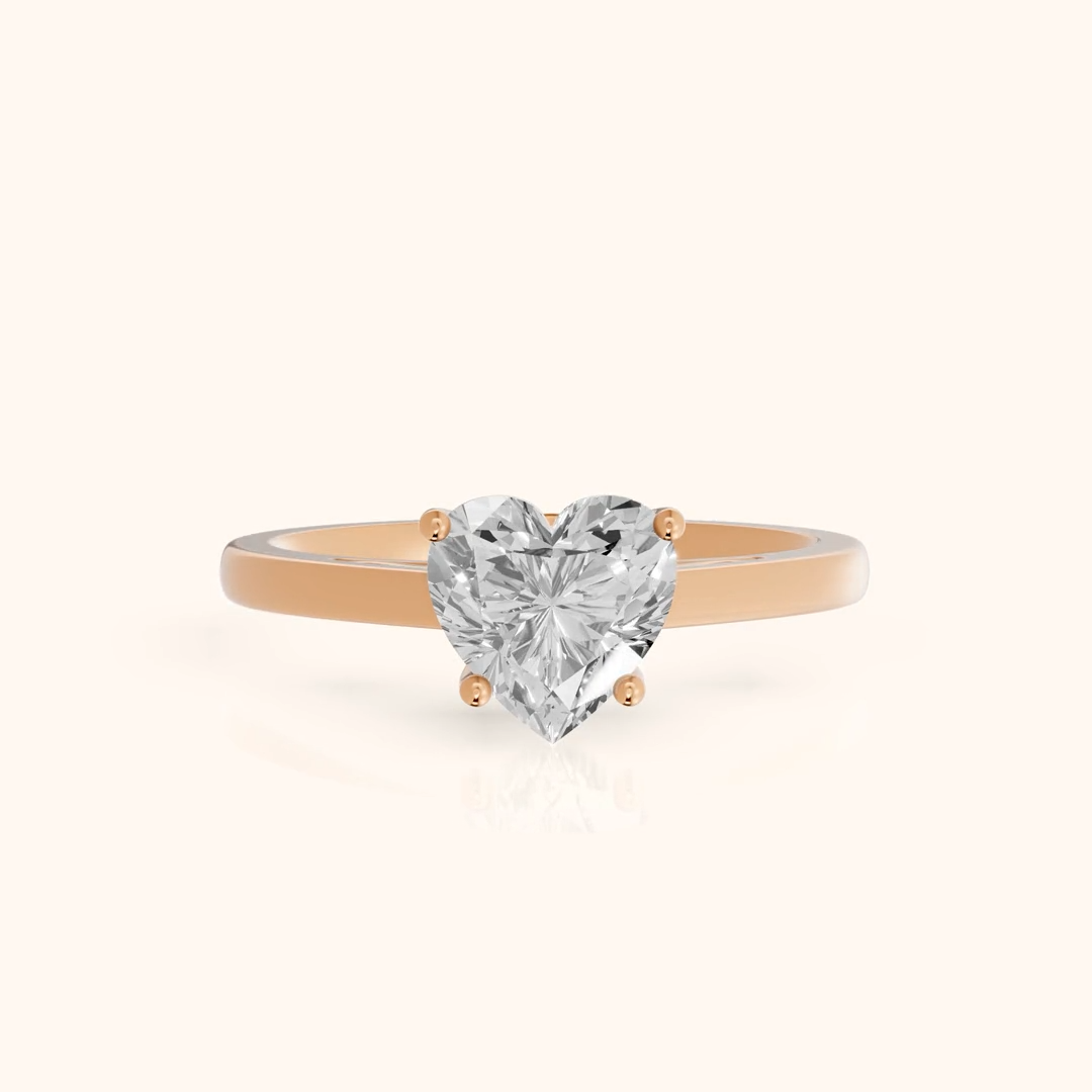 Iris Vintage Heart Diamond Engagement Ring in Rose Gold