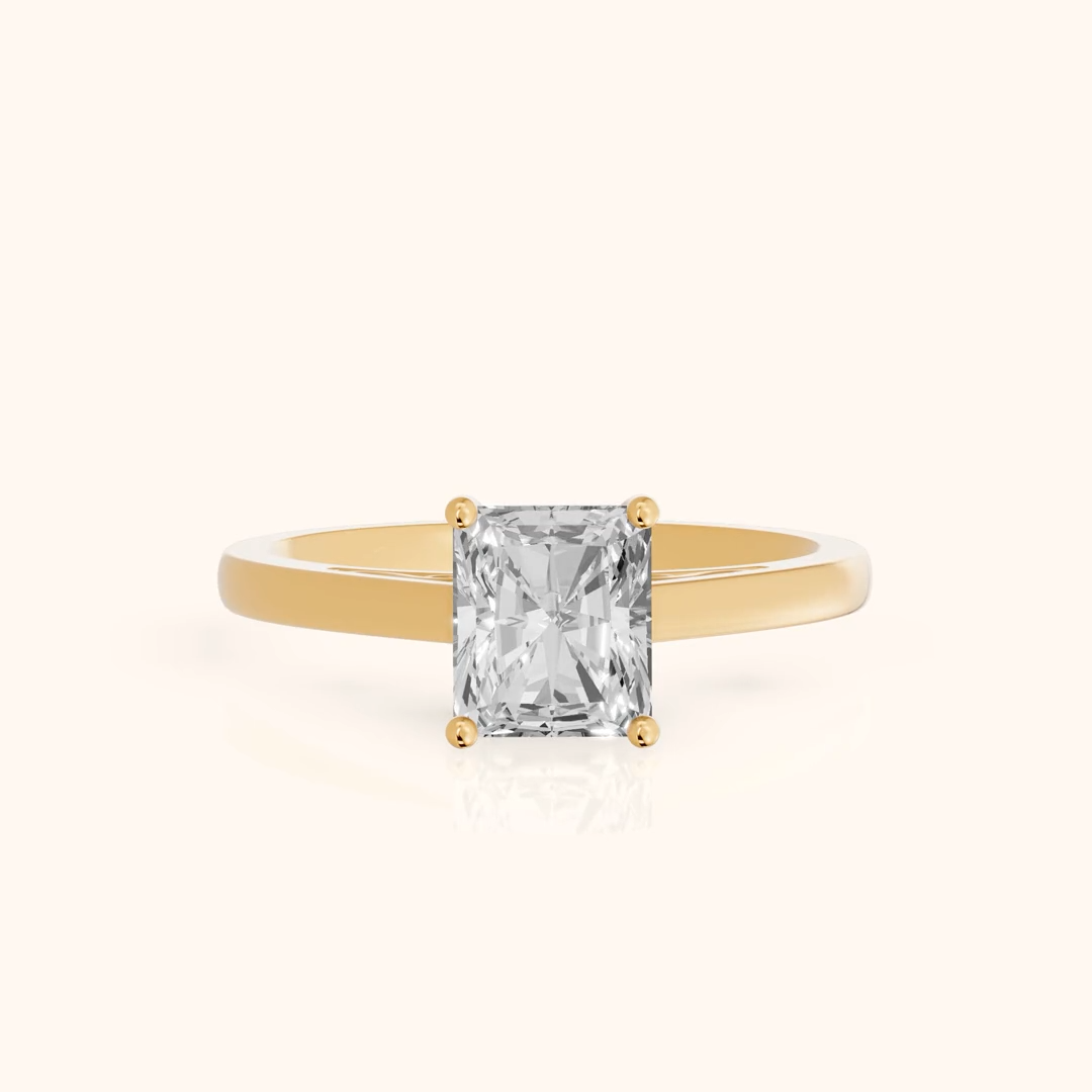 Iris Vintage Radiant Diamond Engagement Ring in Yellow Gold