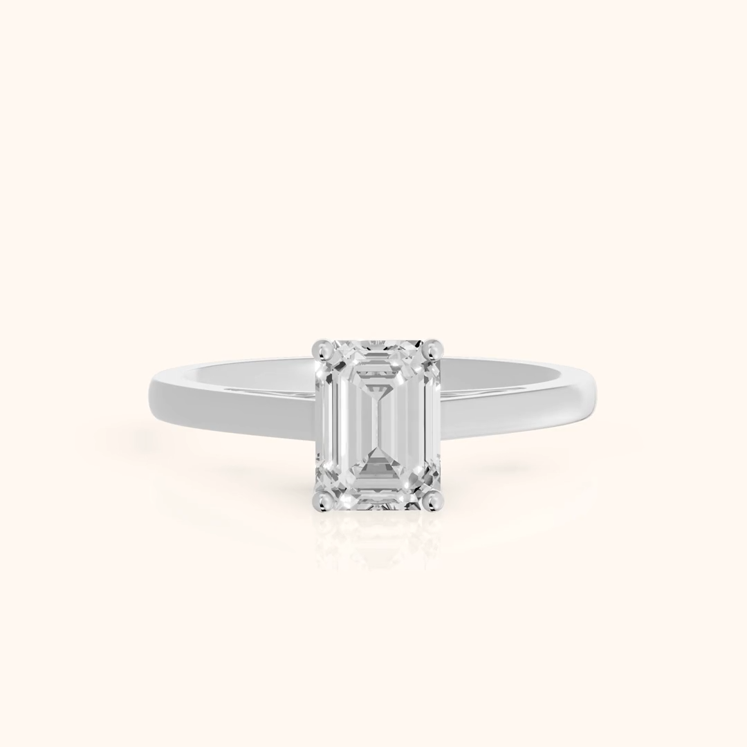 Iris Vintage Emerald Diamond Engagement Ring in White Gold
