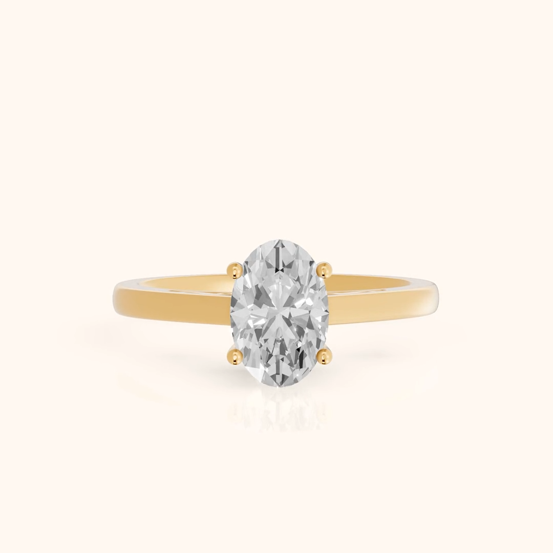 Iris Vintage Oval Diamond Engagement Ring in Yellow Gold