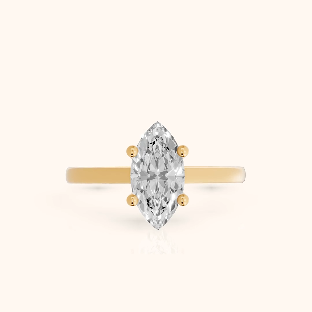 Iris Vintage Marquise Diamond Engagement Ring in Yellow Gold